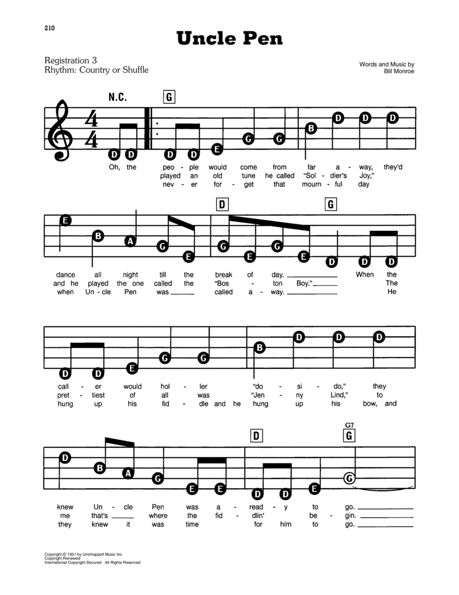 Uncle Pen Electronic Keyboard scores gallery preview page 1