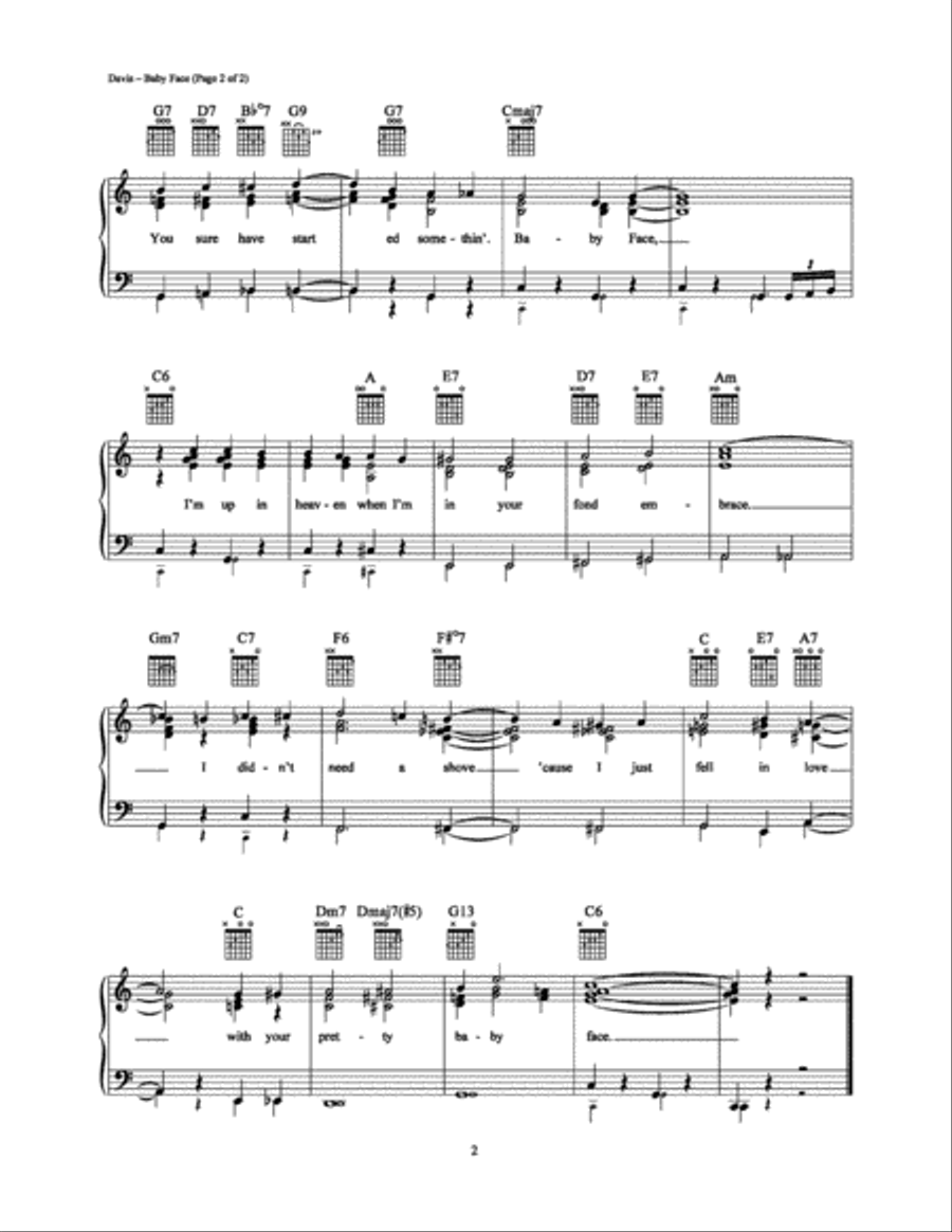 Baby Face Piano, Vocal, Guitar scores gallery preview page 2