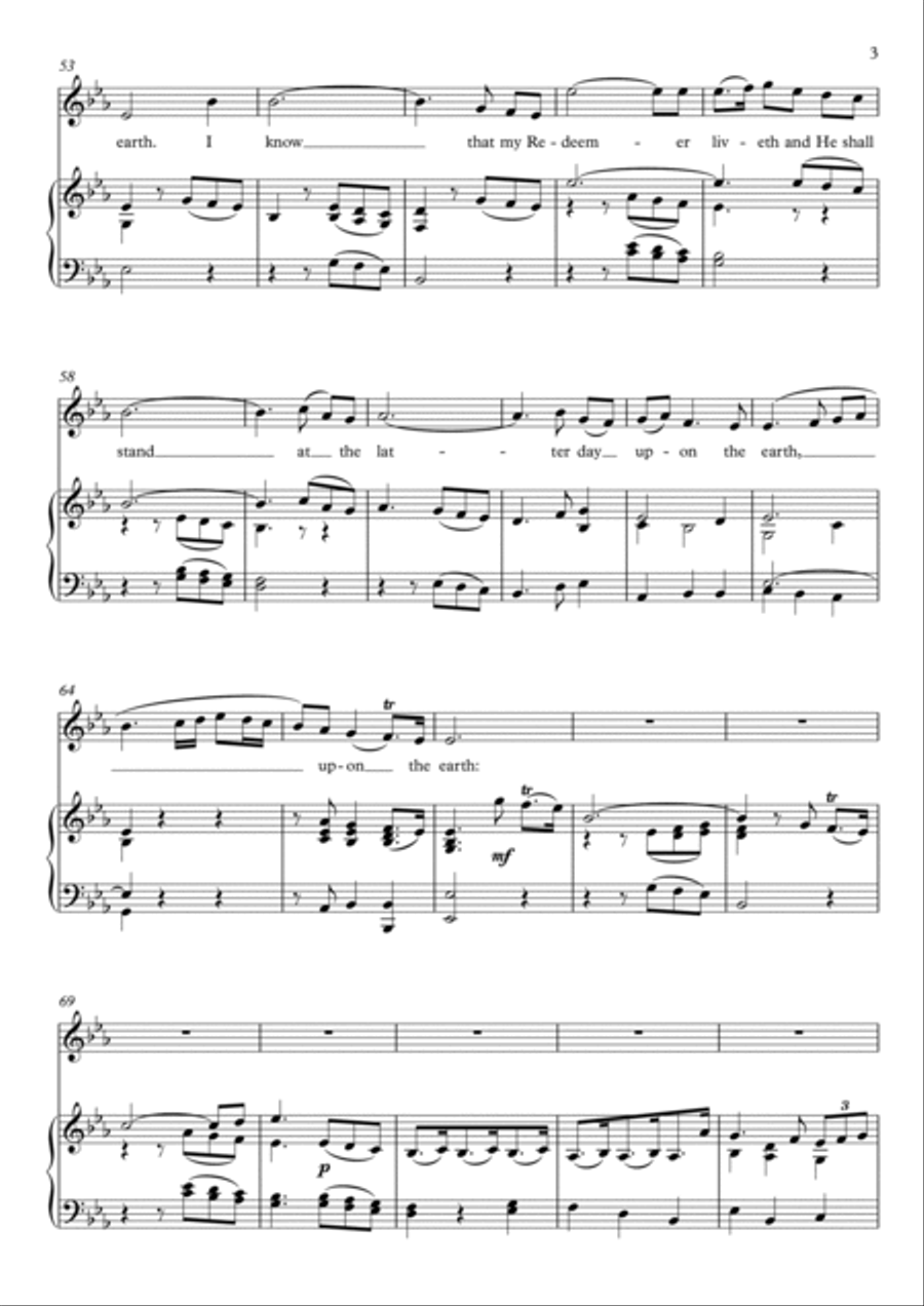 I Know That My Redeemer Liveth - Messiah (Eb Major) Soprano Voice scores gallery preview page 4