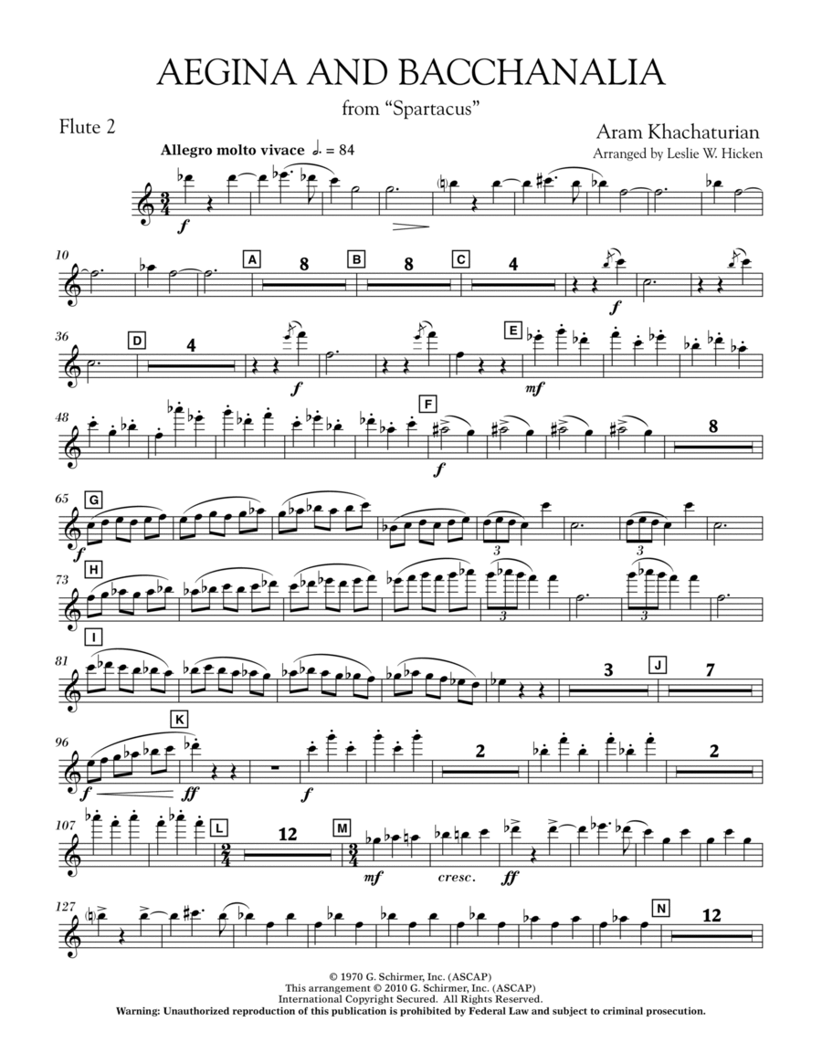 Aegina and Bacchanalia (from Spartacus) - Flute 2 Flute scores gallery preview page 1