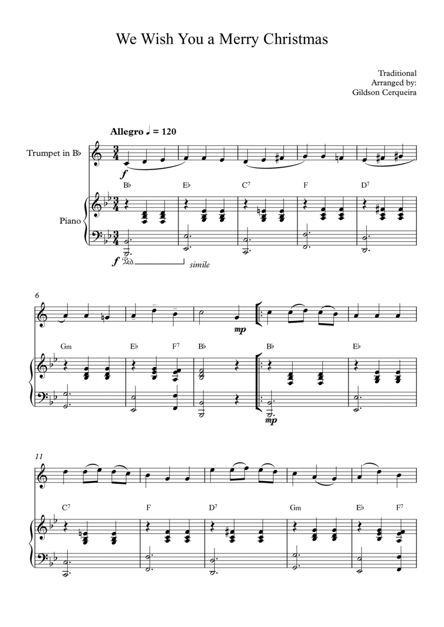 We Wish You a Merry Christmas Chamber Music scores gallery preview page 1
