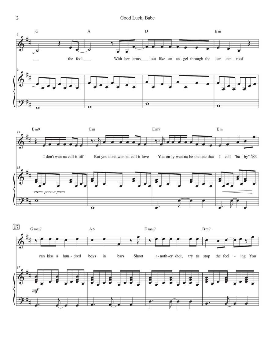 Good Luck, Babe! Piano, Vocal, Guitar scores gallery preview page 2