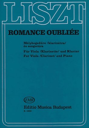 Book cover for Romance Oubliee, for Viola (or Clarinet) and Piano