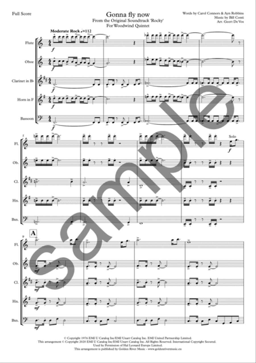 Gonna fly now Gonna fly now Woodwind Quintet scores gallery preview page 2