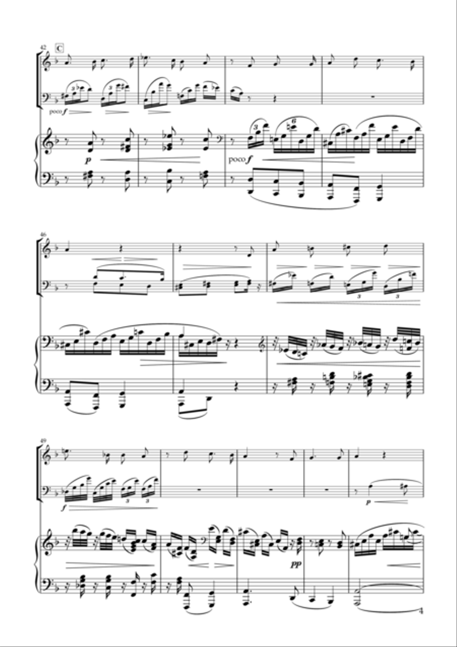'Gestillte Sehnsucht' Zwei Gesänge, Op.91-1 for Violin, Violoncello & Piano Piano Trio scores gallery preview page 4