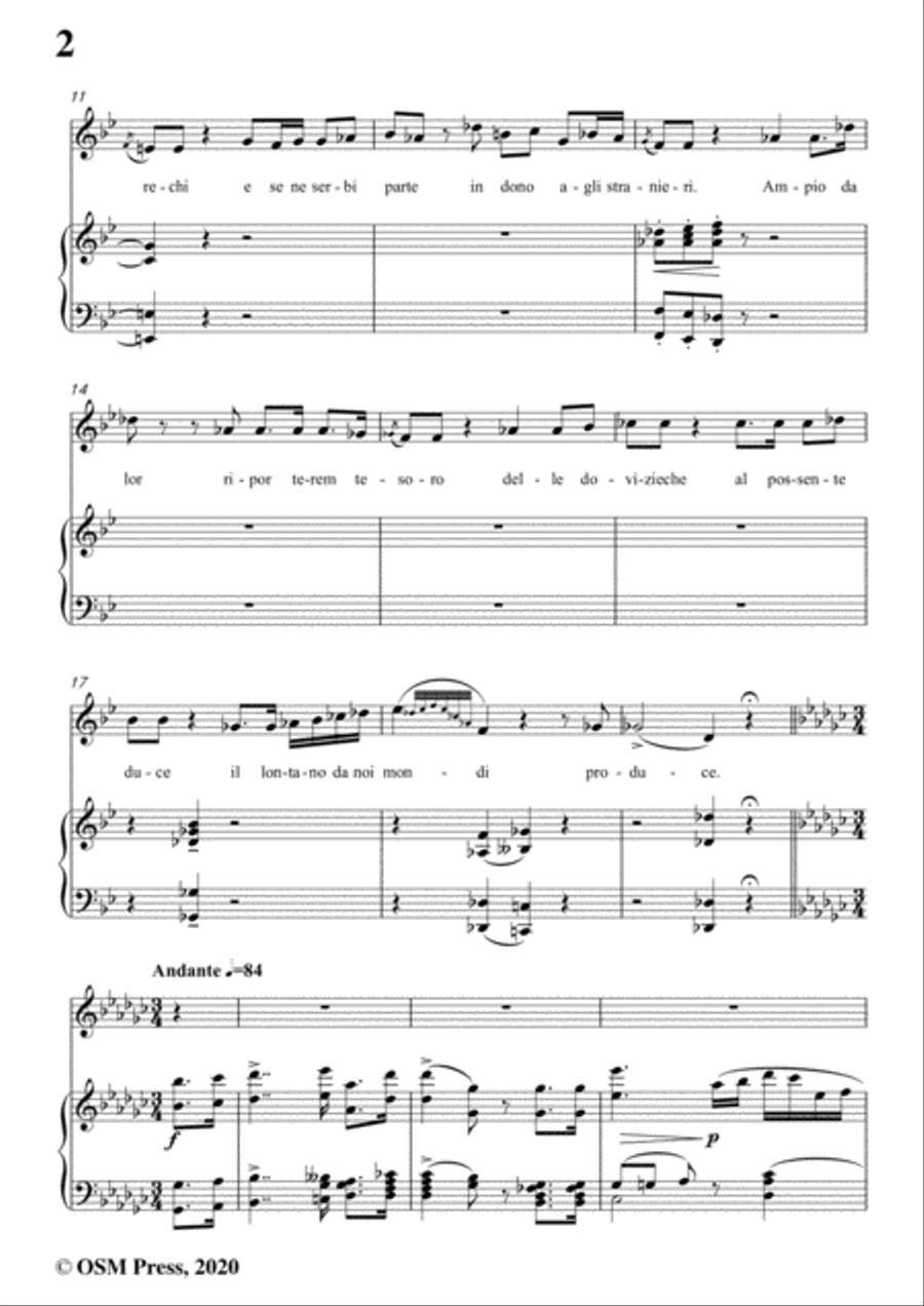Donizetti-Ne ornera la bruna chioma,in G flat Major,for Voice and Piano Voice Solo scores gallery preview page 4