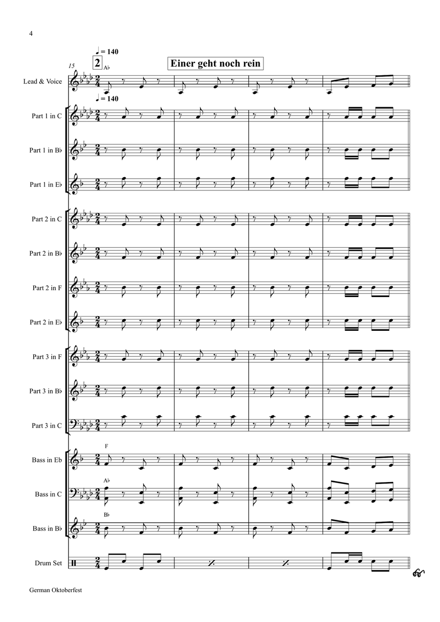 German Octoberfest - 10 Famous German Songs - Multiplay Concert Band scores gallery preview page 4