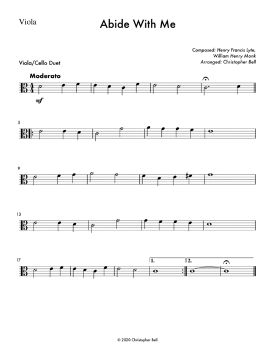 Abide with Me - Easy Viola/Cello Duet String Duet scores gallery preview page 2