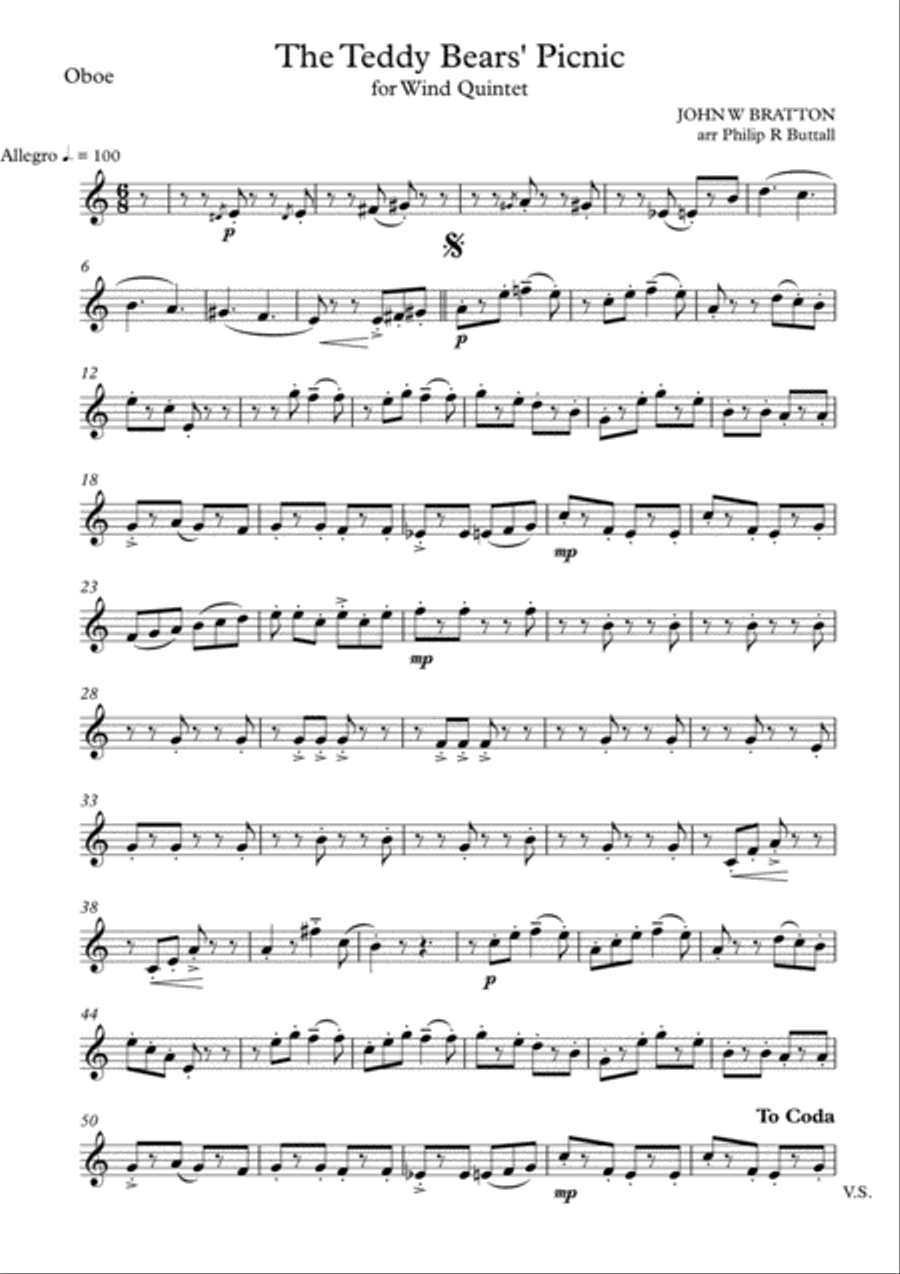 The Teddy Bears' Picnic (Wind Quintet) - Set of Parts [x5] Woodwind Quintet scores gallery preview page 3