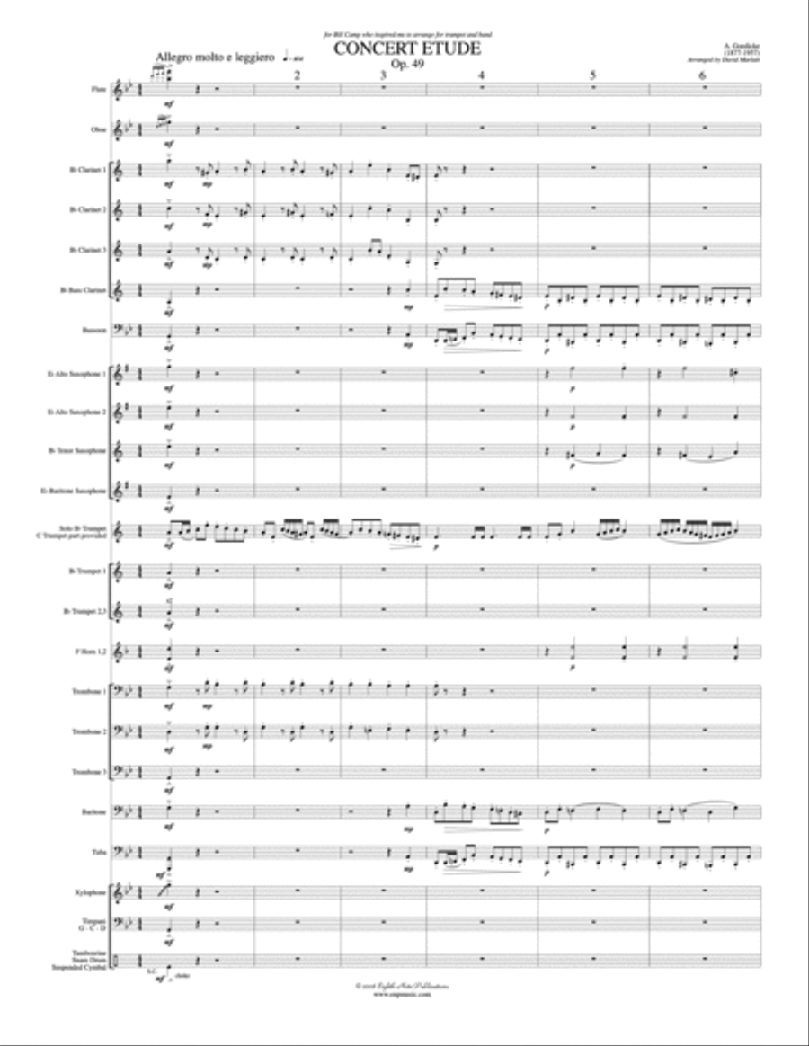 Concert Etude, Op. 49 (Solo Trumpet and Concert Band): Score Concert Band scores gallery preview page 1