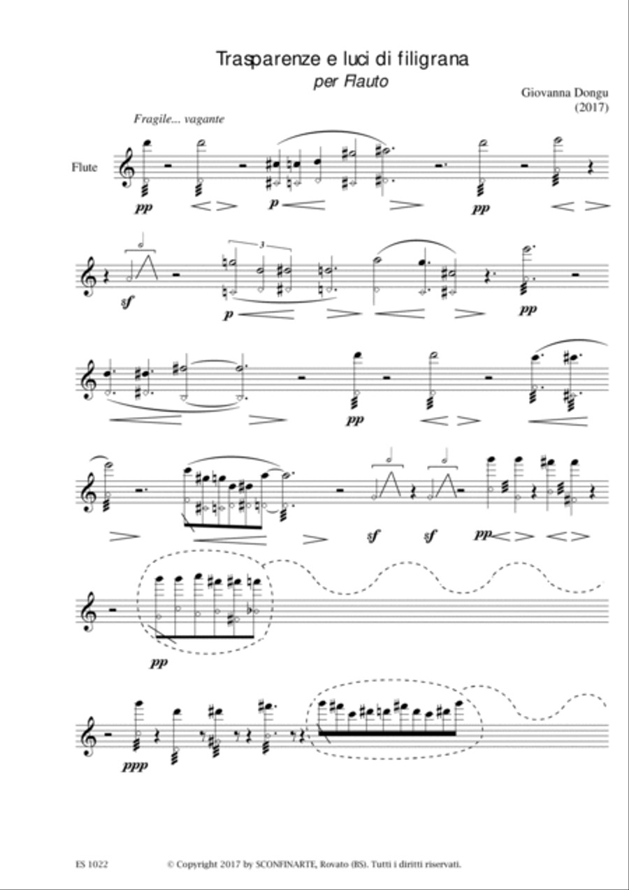 Giovanna Dongu: TRASPARENZE E LUCI DI FILIGRANA (ES 1022) Flute Solo scores gallery preview page 3