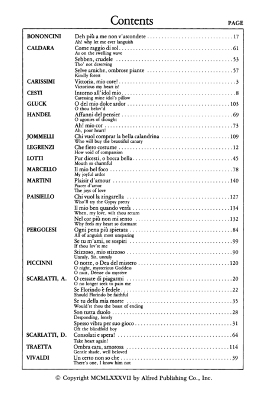 Anthology of Italian Songs of the 17th and 18th Centuries - Book I