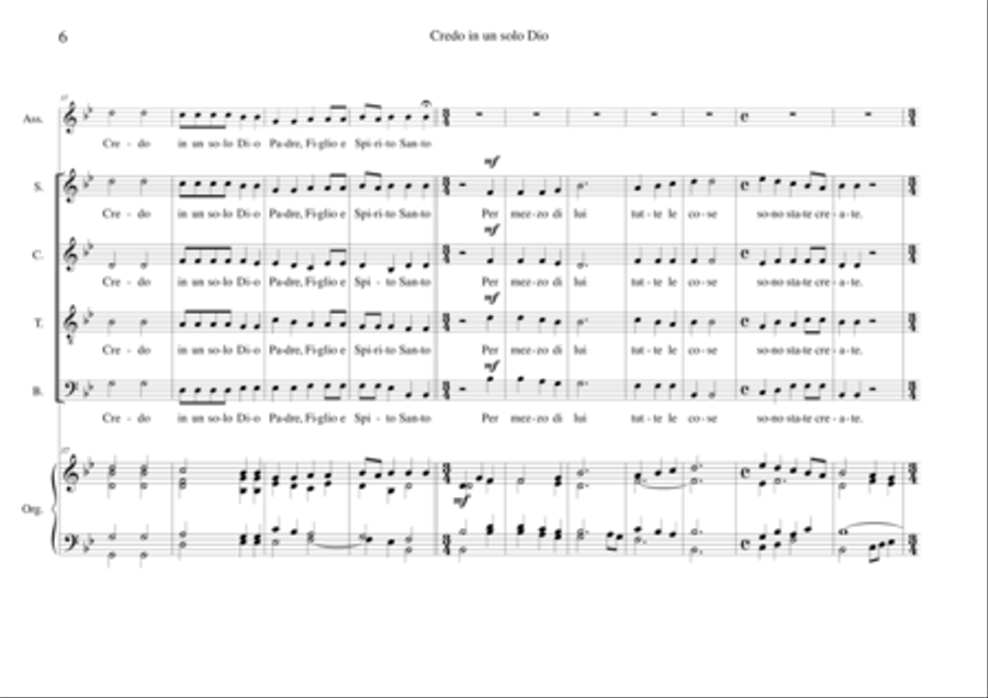 Credo in un solo Dio Credo in un solo Dio 4-Part scores gallery preview page 6