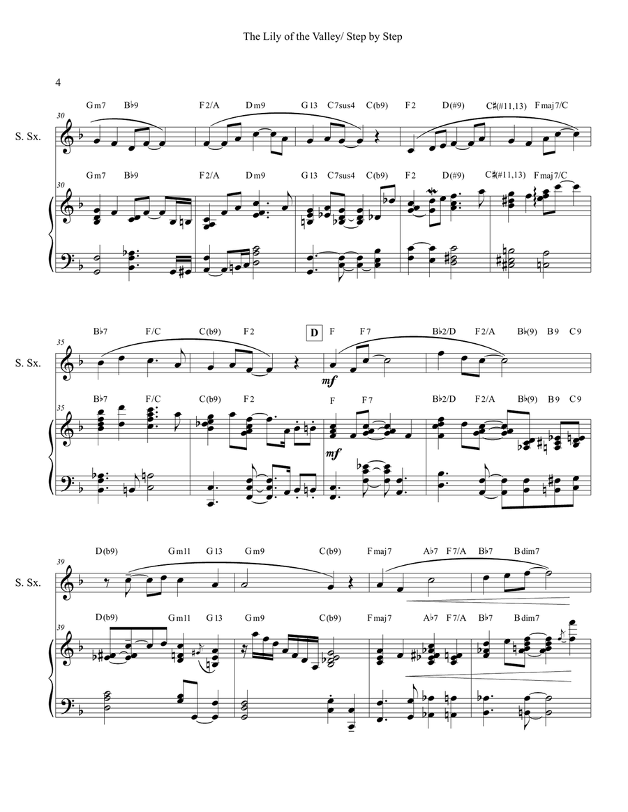 THE LILY OF THE VALLEY-STEP BY STEP (Hymn Arrangement for Piano and Sop. Saxophone) Woodwind Duet scores gallery preview page 4