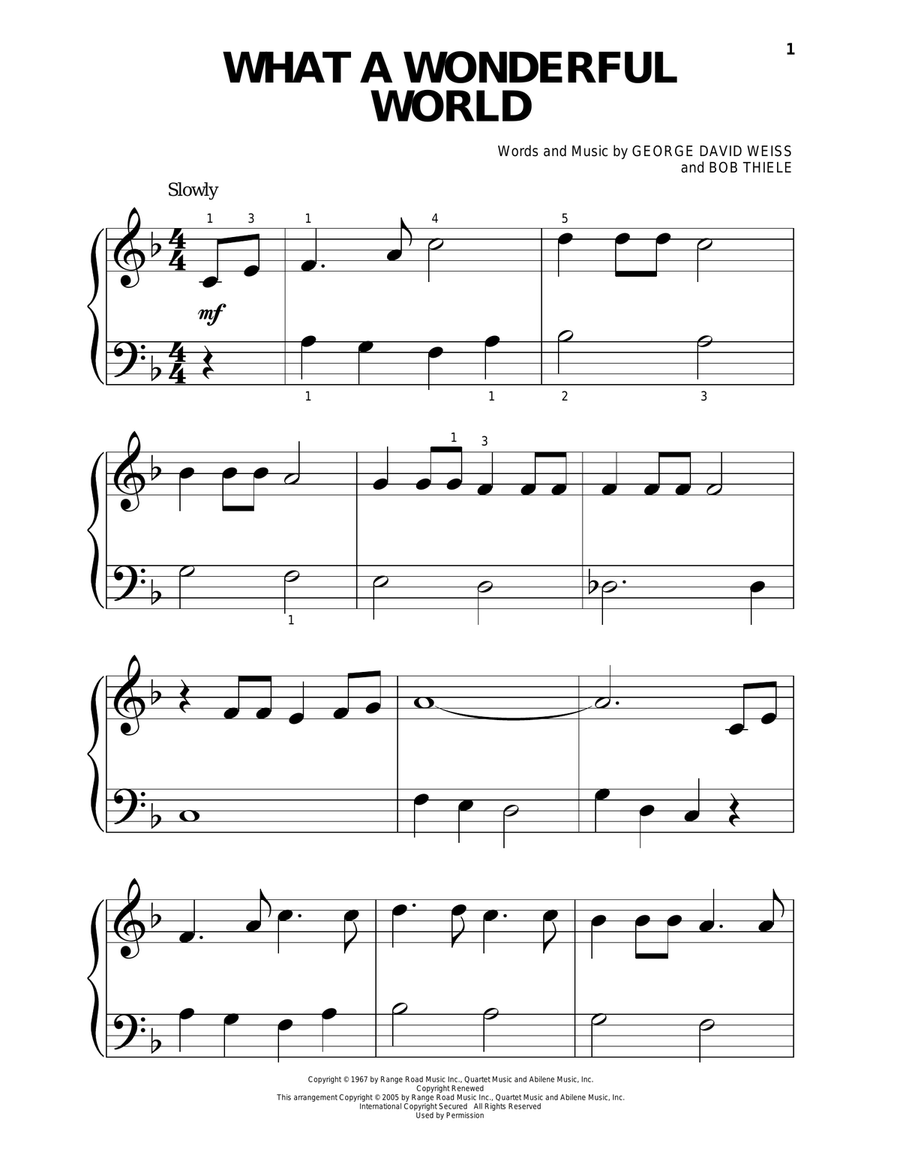 What A Wonderful World Piano Solo scores gallery preview page 1