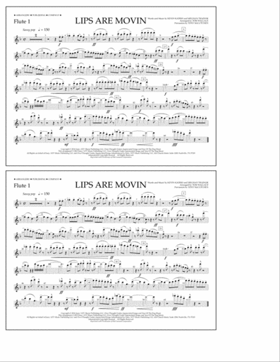 Lips Are Movin - Flute 1 Marching Band scores gallery preview page 1