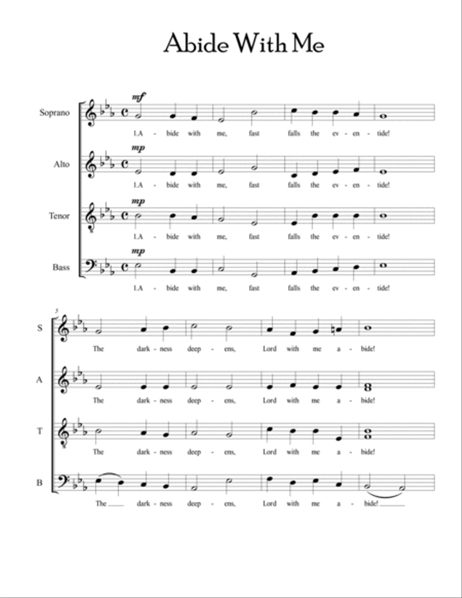 Abide With Me (SATB + Descant, with Organ) 4-Part scores gallery preview page 2