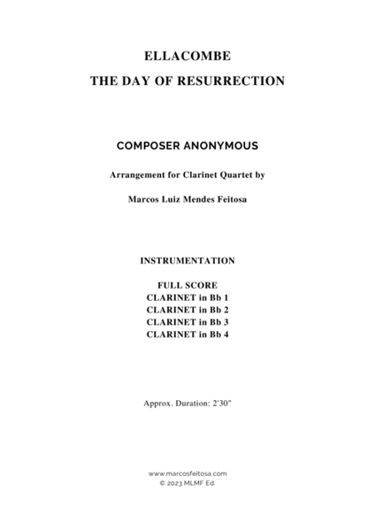ELLACOMBE (The Day of Resurrection) - Clarinet Quartet image number null