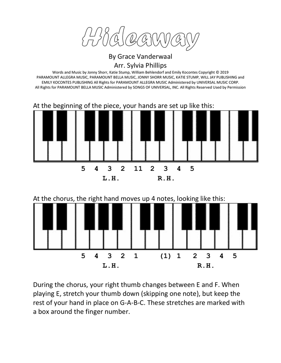 Hideaway Hideaway Easy Piano scores gallery preview page 1