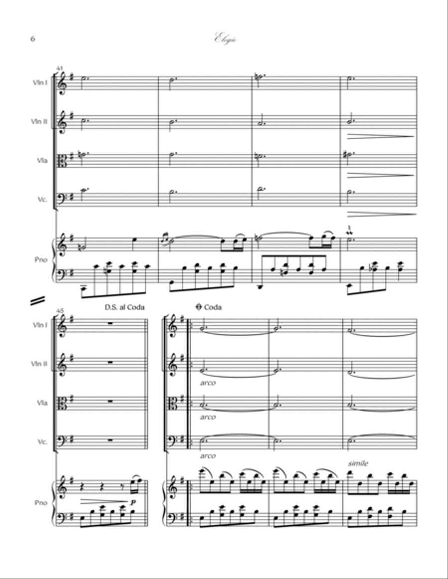 14. Elegie Piano Quintet 14. Elegie Piano Quintet Piano Quintet scores gallery preview page 6