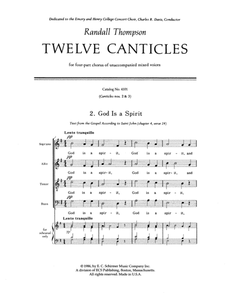 Twelve Canticles: 2. God is a Spirit; 3. When Thou Liest Down (Downloadable)