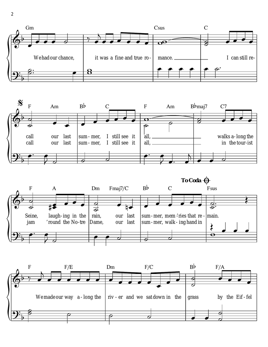 Our Last Summer Our Last Summer Easy Piano scores gallery preview page 2