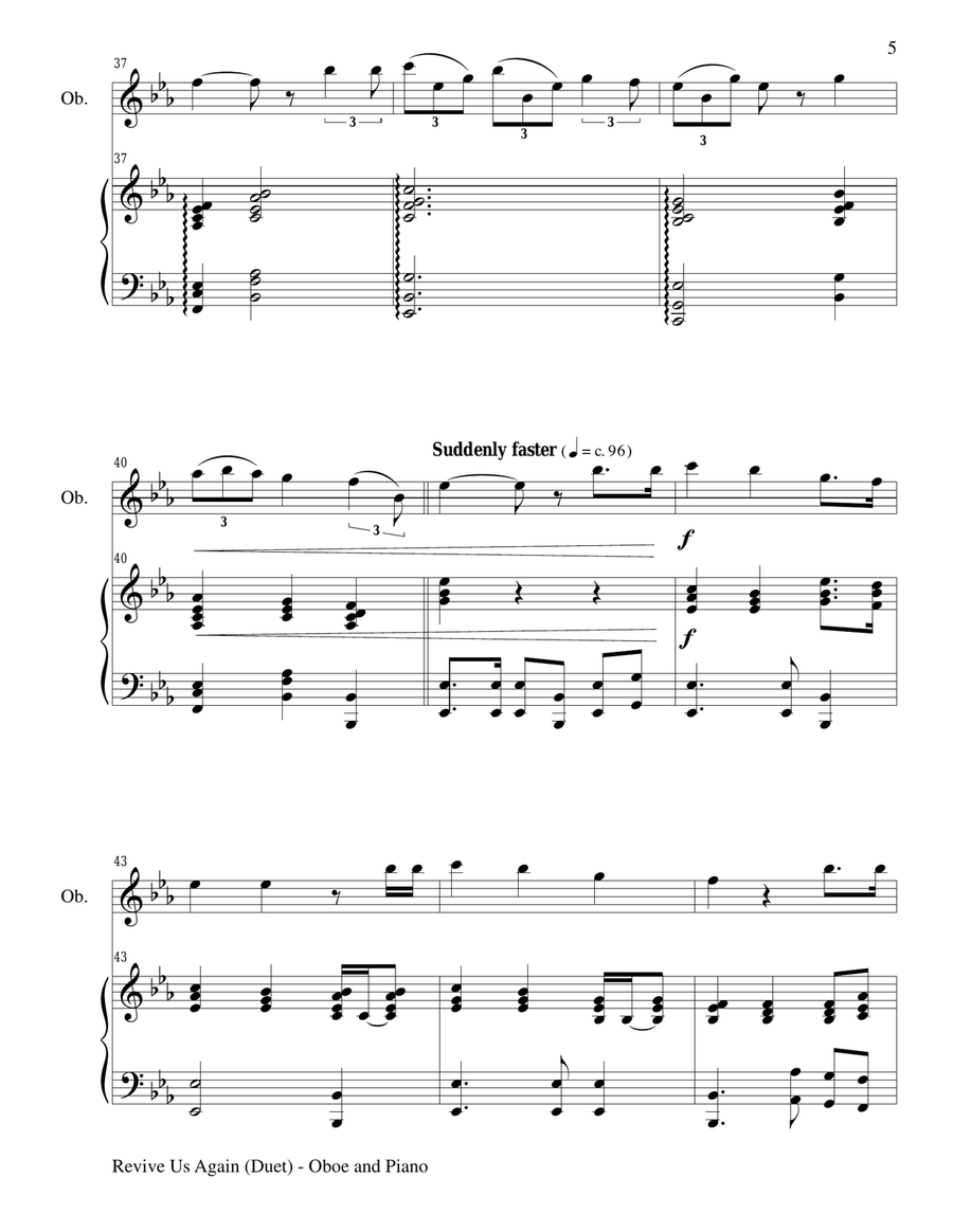REVIVE US AGAIN (Duet – Oboe and Piano/Score and Parts) Woodwind Duet scores gallery preview page 5
