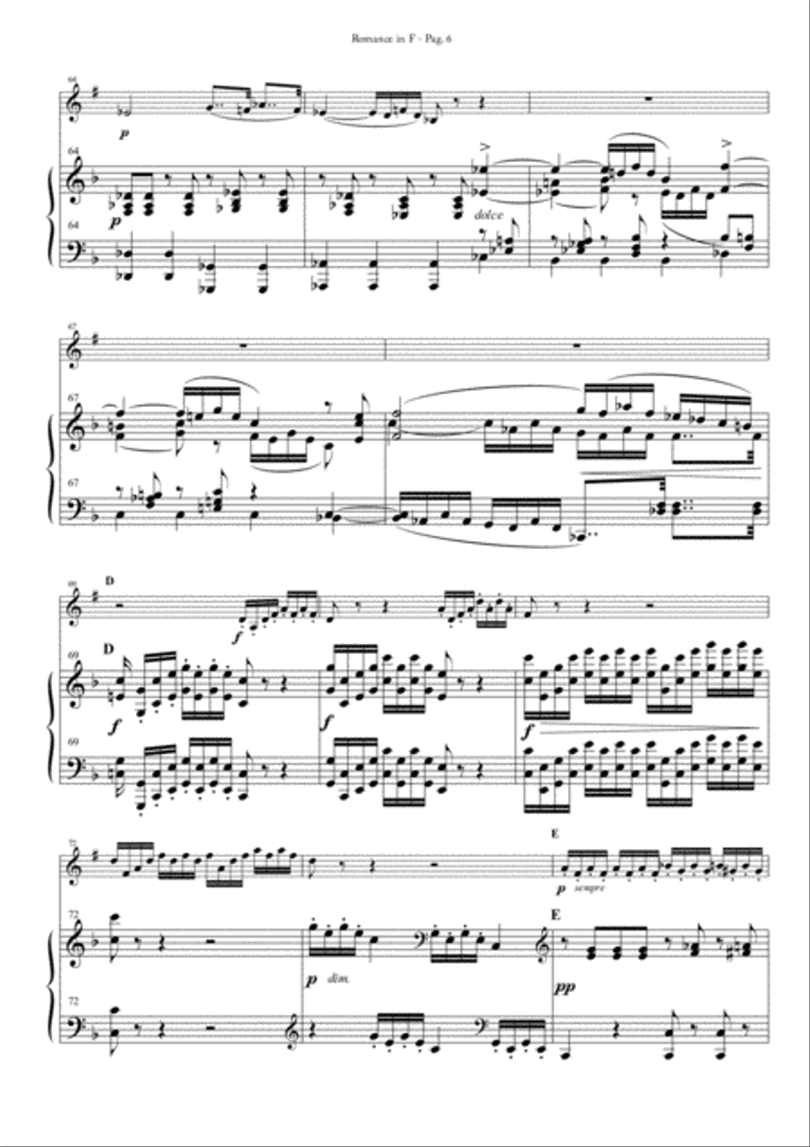 Romance in F for Clarinet and Piano Clarinet Solo scores gallery preview page 6