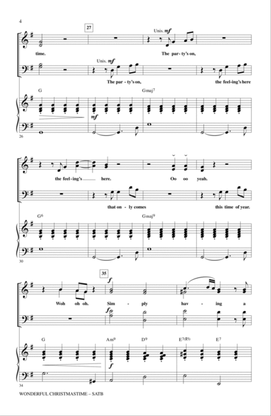 Wonderful Christmastime (arr. Alan Billingsley) 4-Part scores gallery preview page 3