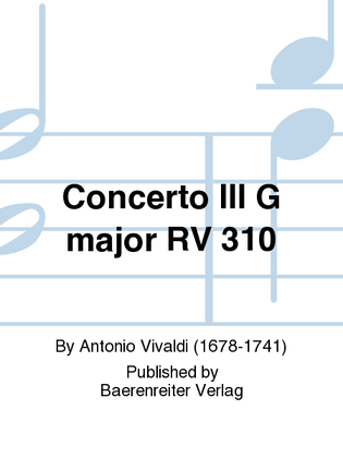Book cover for Concerto III G major RV 310