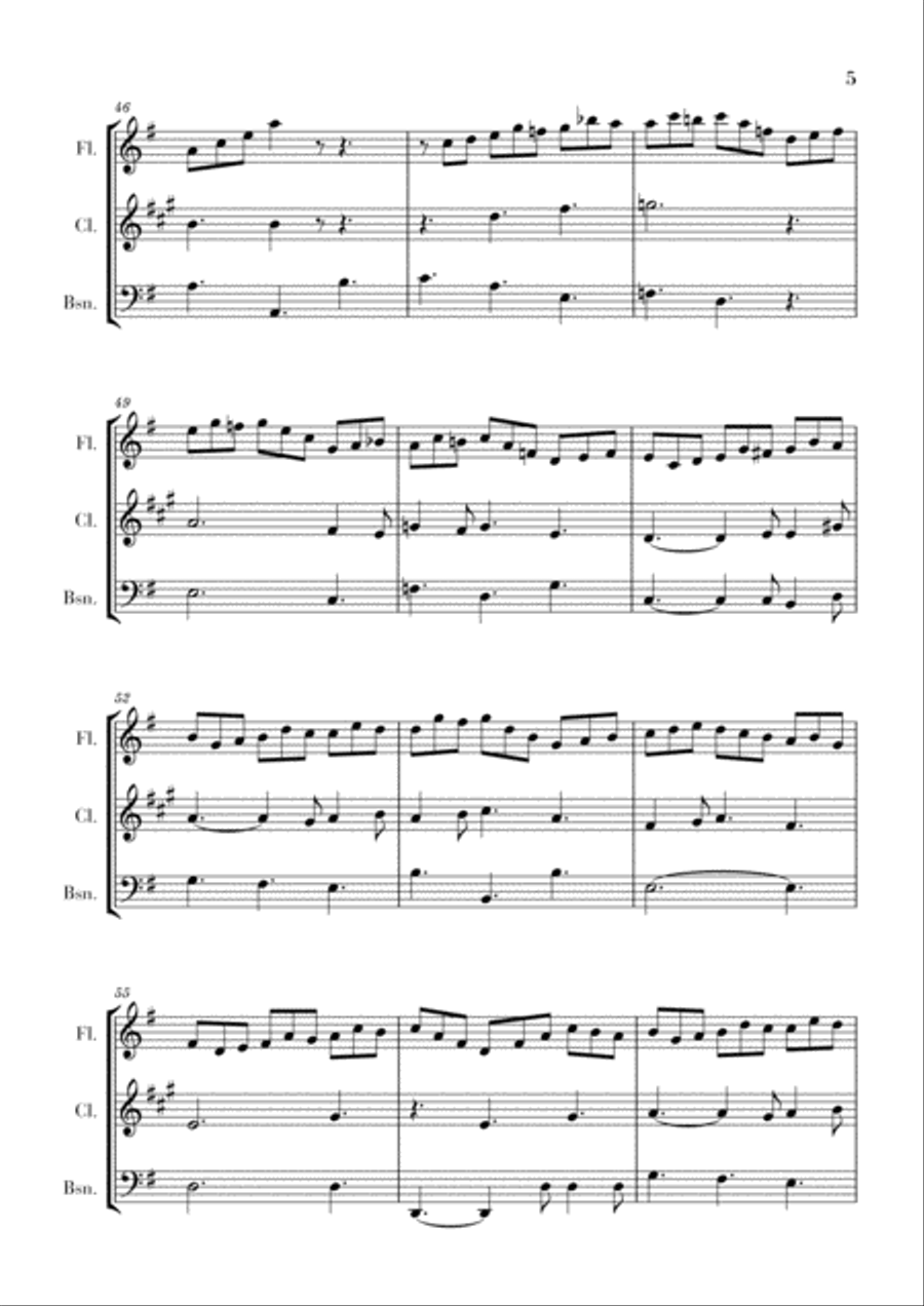 Bach - Jesus bleibet meine Freude for Flute, Clarinet and Bassoon Woodwind Trio scores gallery preview page 5