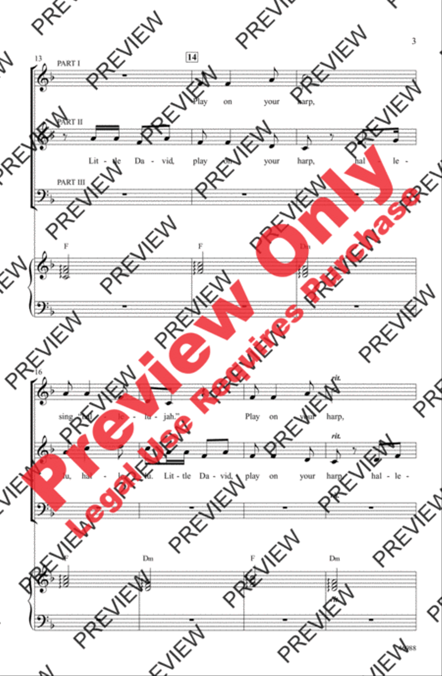 Little David, Play on Your Harp 3-Part scores gallery preview page 3