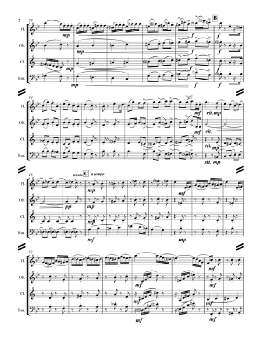The Nutcracker Suite - 1. Ouverture miniature (for Woodwind Quartet) Woodwind Quartet scores gallery preview page 3