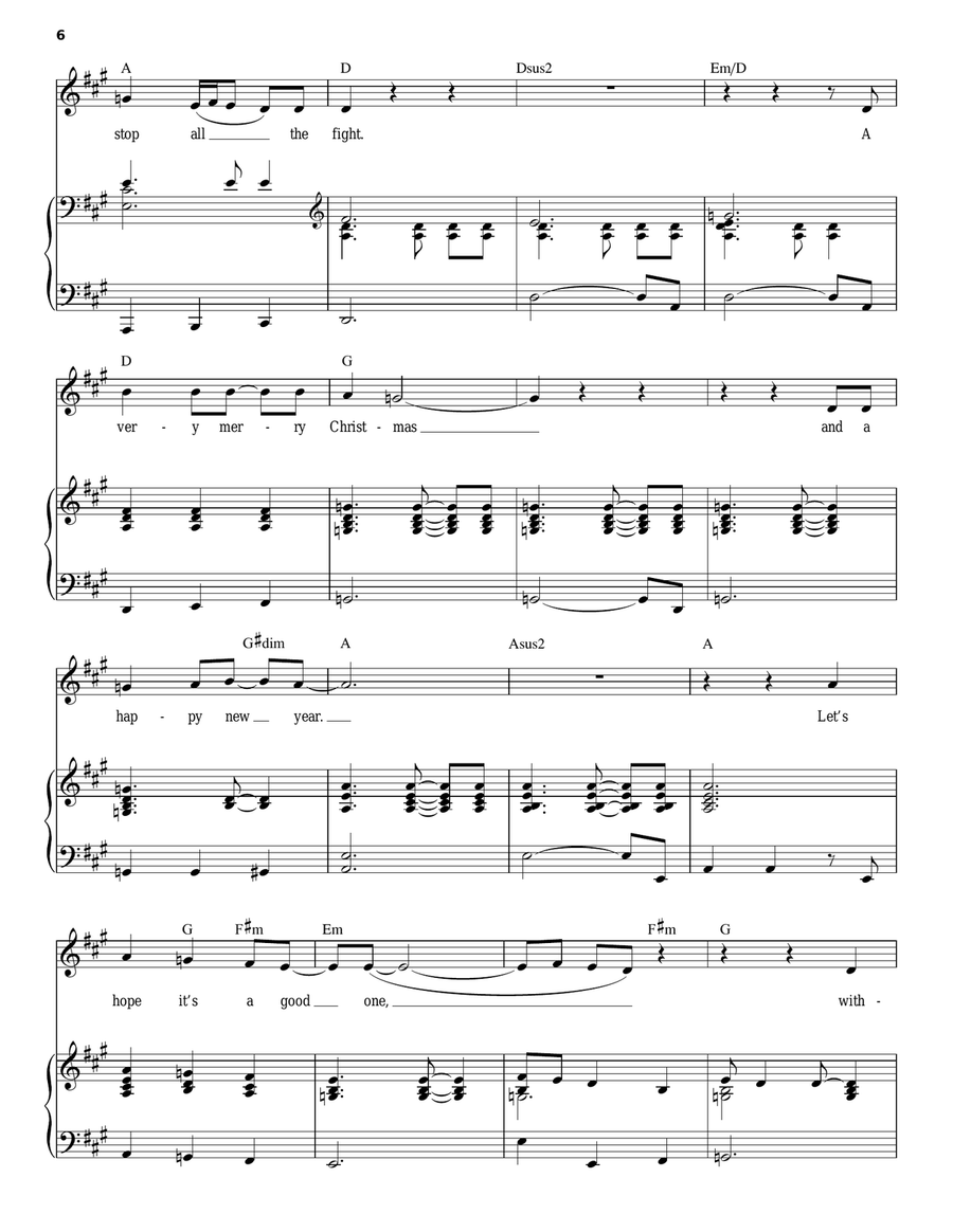 Happy Xmas (War Is Over) Piano, Vocal scores gallery preview page 6