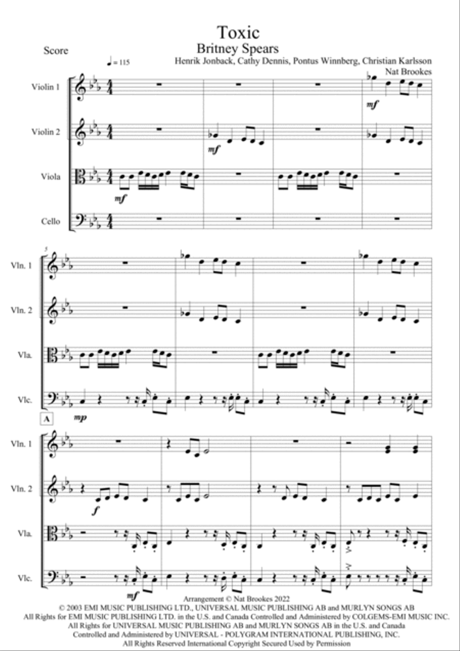 Toxic String Quartet scores gallery preview page 2