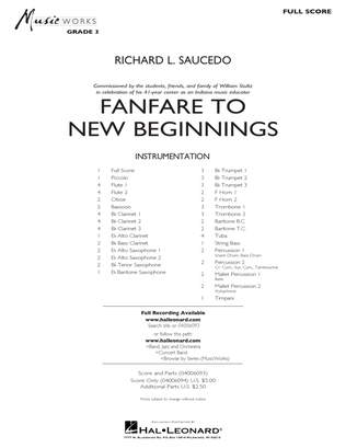 Book cover for Fanfare for New Beginnings - Conductor Score (Full Score)