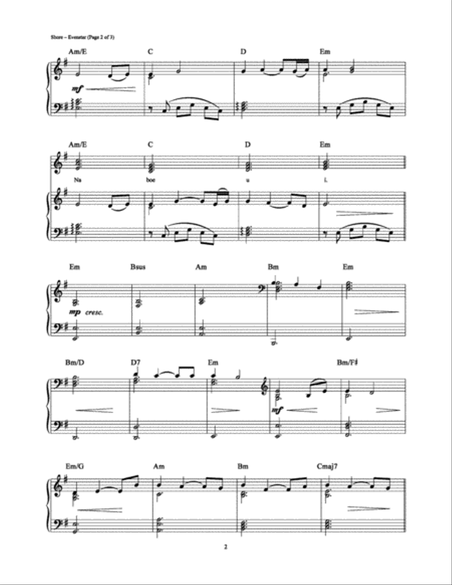 Evenstar Piano, Vocal, Guitar scores gallery preview page 2