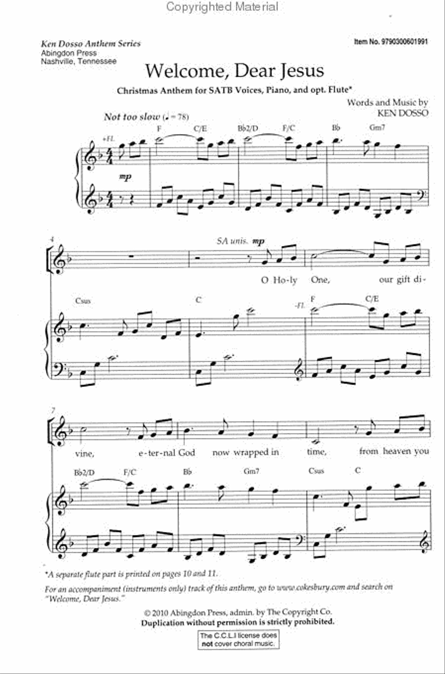 Welcome, Dear Jesus Welcome, Dear Jesus 4-Part scores gallery preview page 2