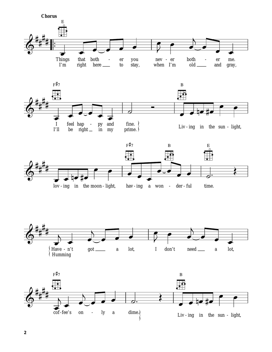 Living In The Sunlight, Loving In The Moonlight Ukulele scores gallery preview page 2