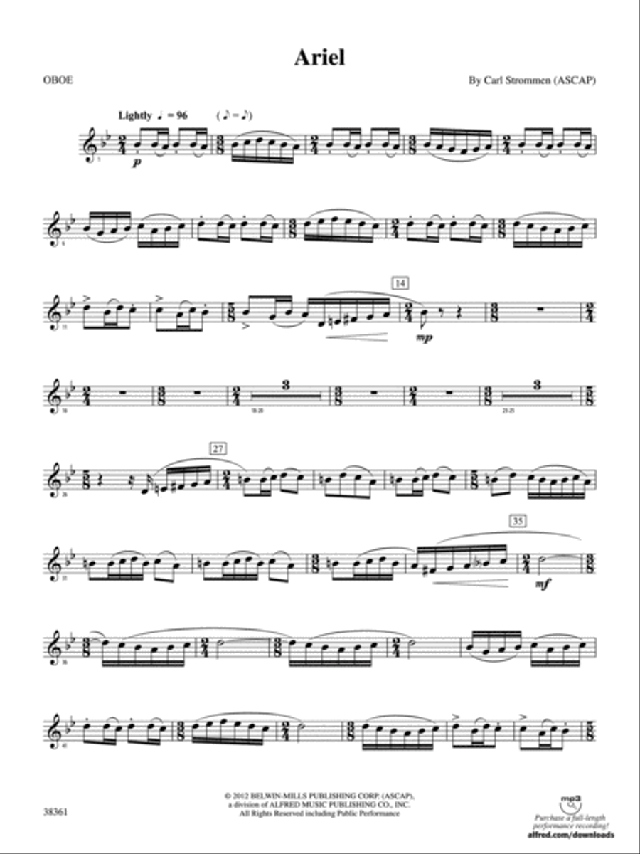 Ariel: Oboe Concert Band scores gallery preview page 1