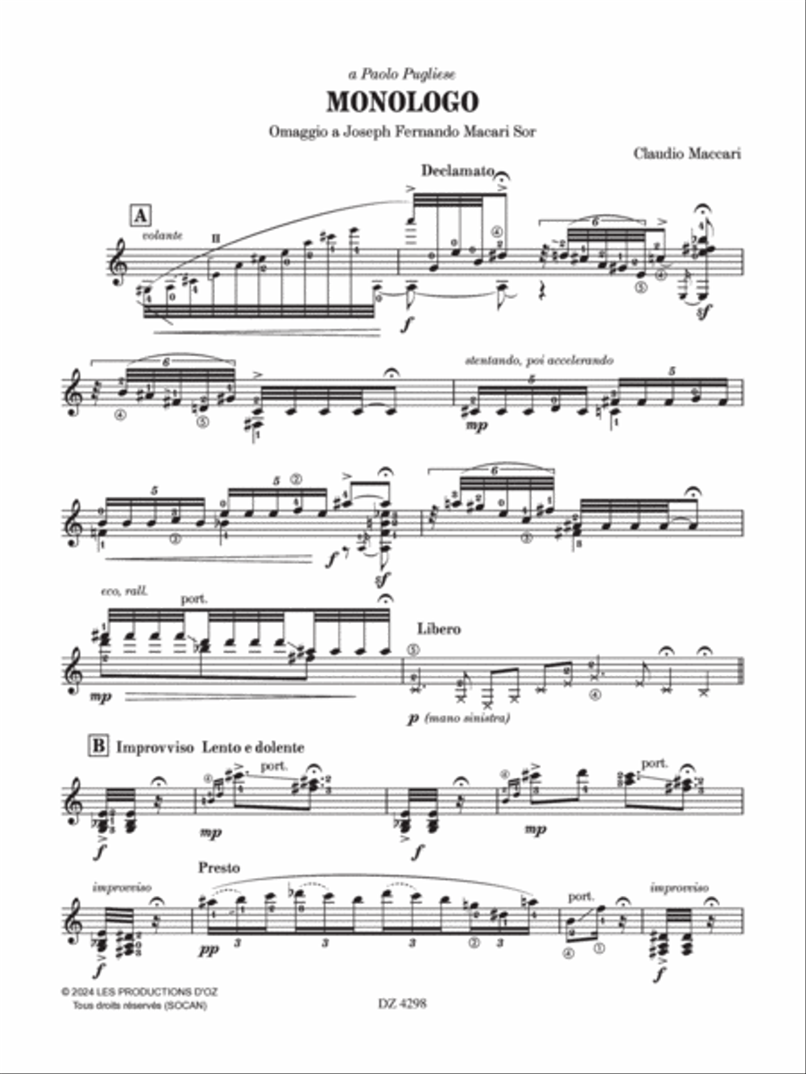 Monologo Classical Guitar scores gallery preview page 2