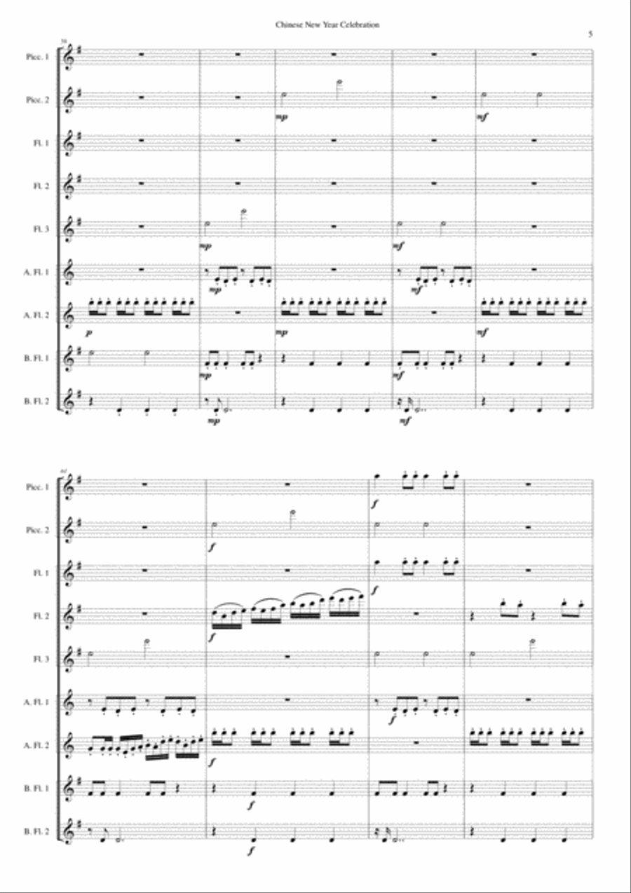 Chinese New Year Celebration for flute choir Chinese New Year Celebration for flute choir Chamber Orchestra scores gallery preview page 5