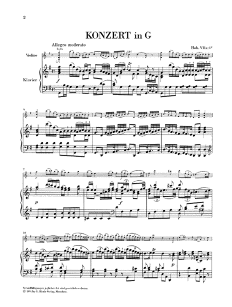 Concerto for Violin and Orchestra in G Major Hob. VIIa:4