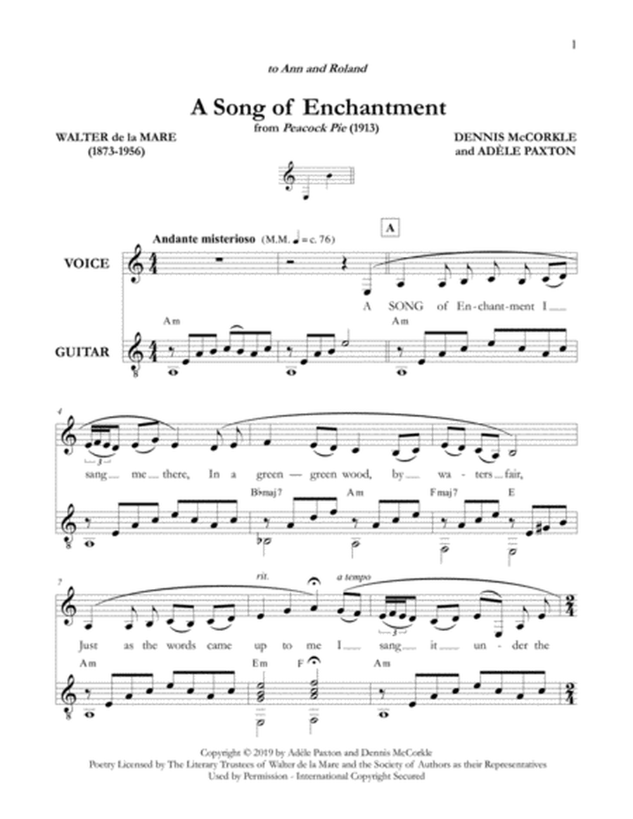 A Song of Enchantment - Original Song Setting of Walter de la Mare's Poetry for VOICE and GUITAR: Ke image number null