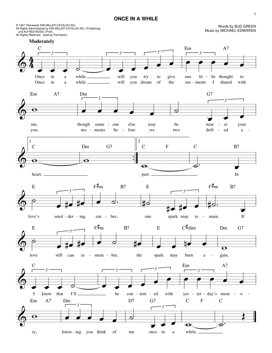 Once In A While Piano scores gallery preview page 1