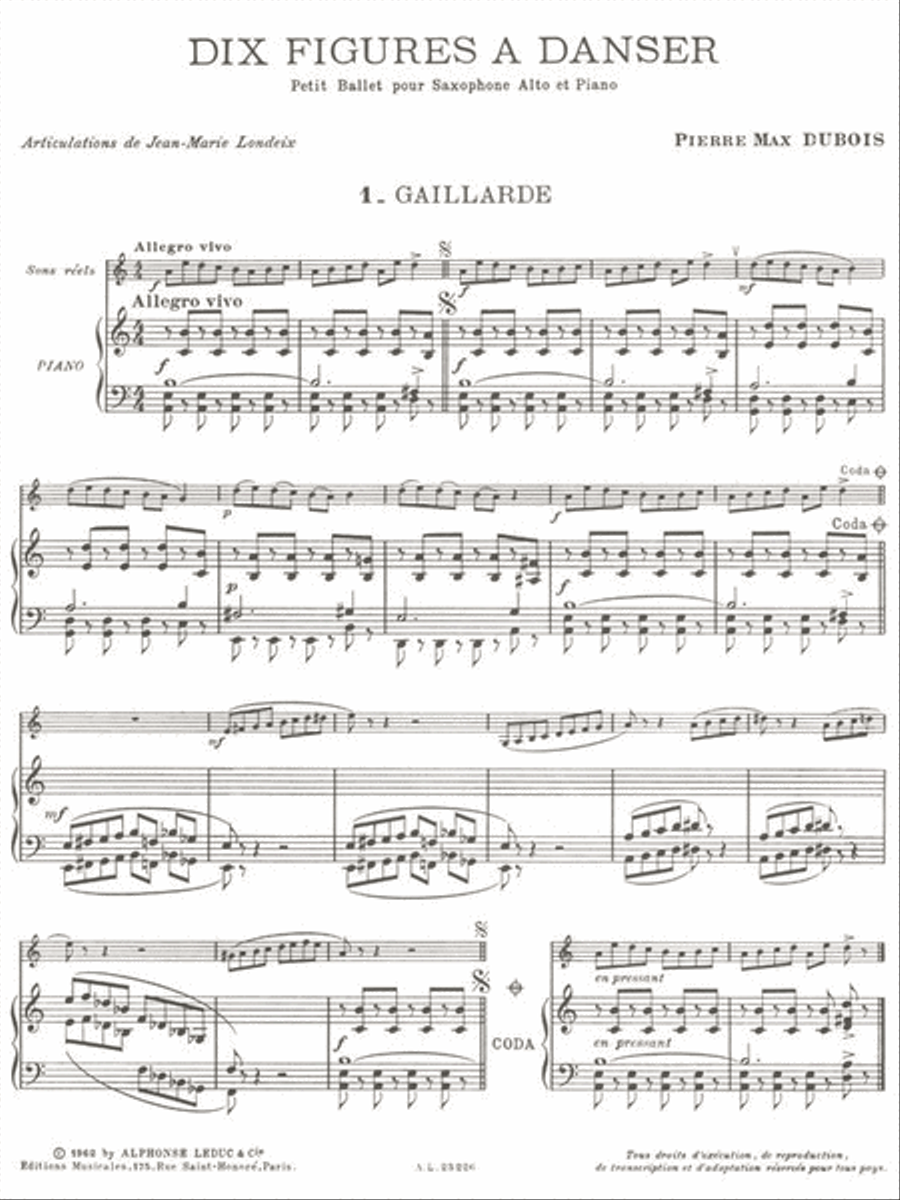10 Figures A Danser, Petit Ballet (saxophone-alto & Piano) Saxophone scores gallery preview page 2
