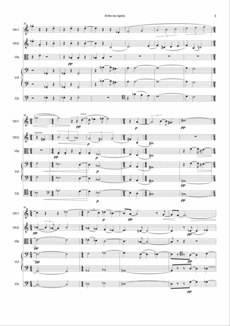 Entre les lignes (Between the lines) String Orchestra scores gallery preview page 5