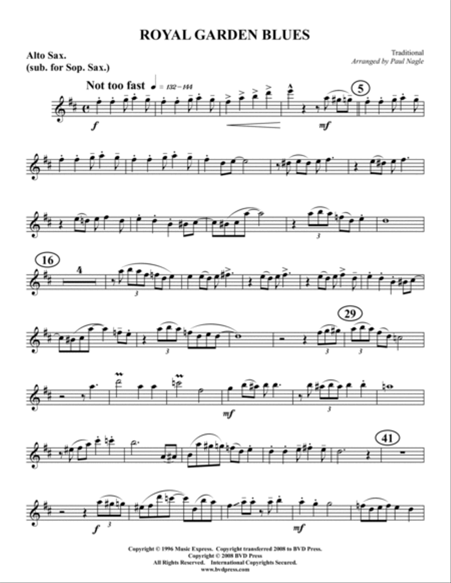 Royal Garden Blues Saxophone Quartet scores gallery preview page 6