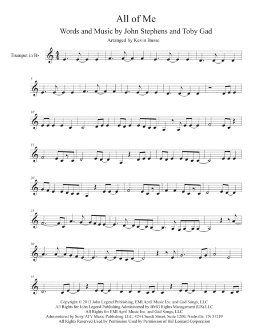 All Of Me Trumpet Solo scores gallery preview page 1
