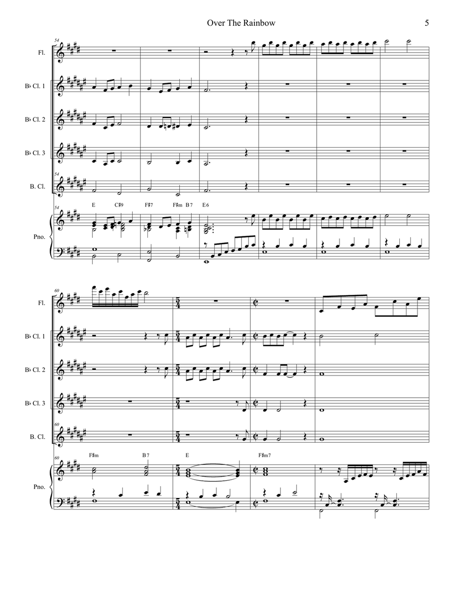 Over The Rainbow (from The Wizard Of Oz) Woodwind Quartet scores gallery preview page 5